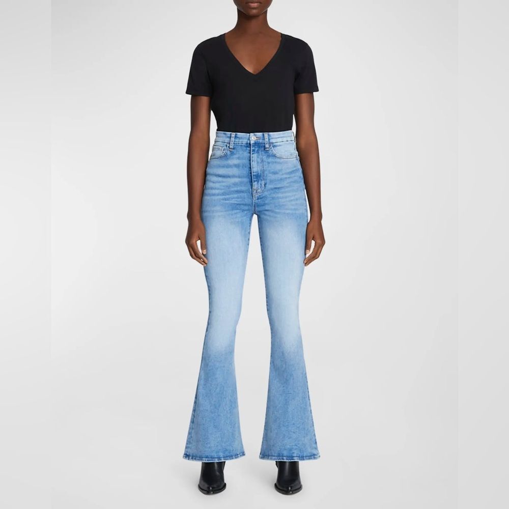 7 for all mankind Ultra High Rise Skinny Flare Jeans Merton Light Denim 27